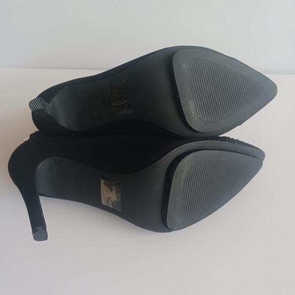 Express suede 8.5 studded 4.5" heel gold studded zippered stiletto booties - Picture 5 of 7